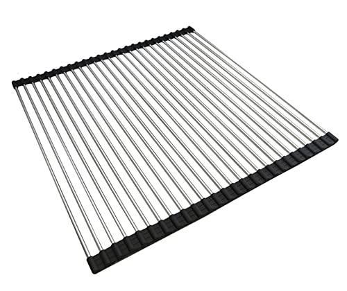 Ahyuan Roll up Dish Drying Rack Over The Sink Kitchen Roll up Sink Drying Rack Portable Dish Drainer Foldable Dish Drying Rack (Black, 20.5''X19.7'') - color: Black, size: Rectangle 20.5 inches x 19.7 inches