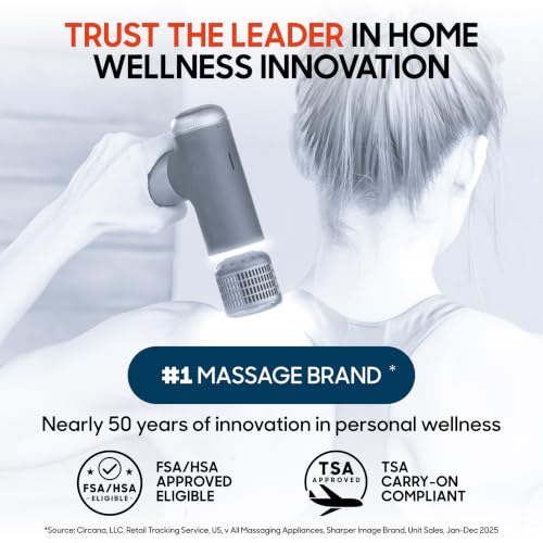 Sharper Image Powerboost Compact Heat & Cold Therapy Percussion Massage Gun - color: Black