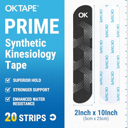 OK TAPE Synthetic Kinesiology Tape Precut Strips, 2in×16.4ft Roll - color: Black, size: 1 Roll-Dot