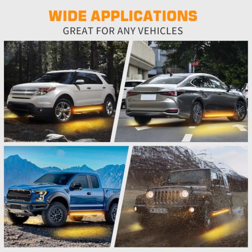 XRIDONSEN 2PCS 60 inch Running Board Strobe Lights Amber Lights for Trucks - color: Amber