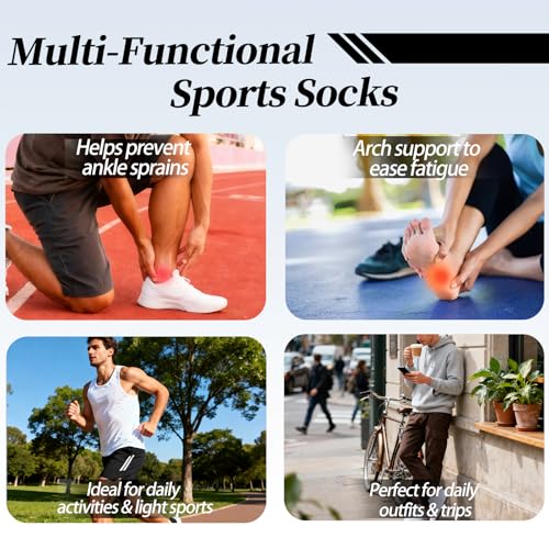 Running Socks Men Size 10-13 Ankle Height with Heel Tab for Athletic - color: 6 Off White, size: Large