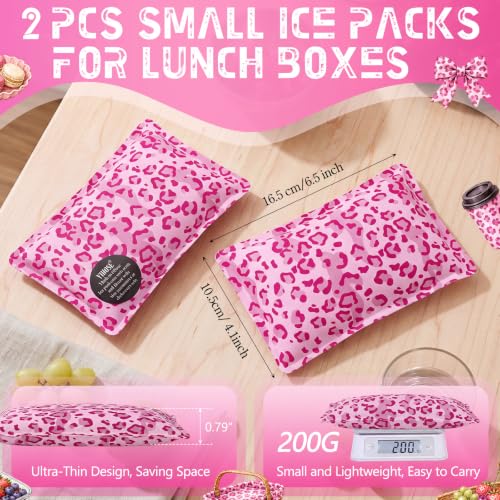VIHOSE 2 Pcs Ice Packs for Lunch Box Bag - color: Pink, style: Leopard Print