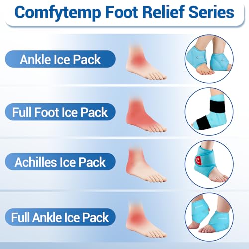 Comfytemp Ankle Foot Ice Pack Wrap for Plantar Fasciitis Relief, Reusable - color: Blue, size: Large