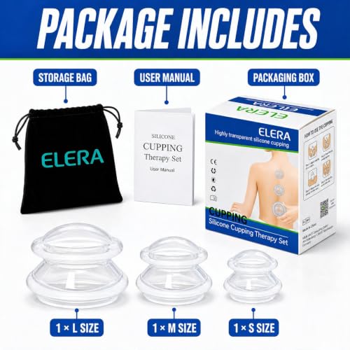 ELERA Silicone Cupping Set for Massage, 3 Cups (L M S) - style: 3 Cups (L M S size)