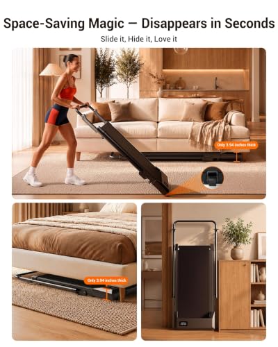 6% Incline 300 lbs Walking Pad Under Desk Treadmill,Metallic Black
