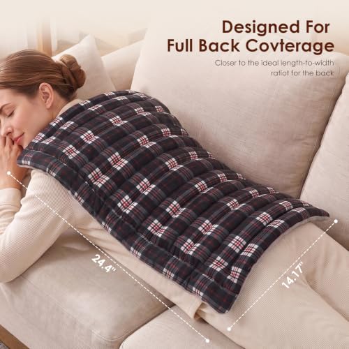 Extra Large Microwave Heating Pad for Back, 24.4 X 14.17 Tartan Black - color: Heat Pad07 -Tartan Black