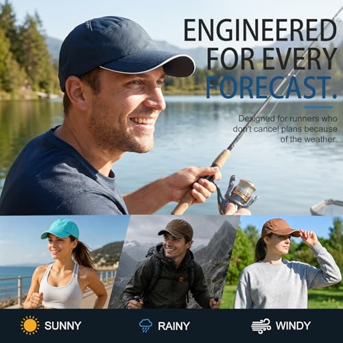 Waterproof Baseball Cap Running Hat Mens Womens Rain Hat Quick Dry Golf Hat with Sweatband Outdoor Breathable Sports Cap - color: Navy Blue
