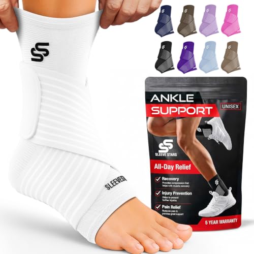 Sleeve Stars Ankle Brace Men & Women Support (Single/S:9"-10"/White) - color: White, size: Small