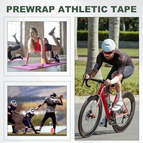Pre Wrap Tape, Non-Slip Grip Cushion Wrap Prewrap Athletic Tape Fitting for (Tennis- Badminton - Pickleball - Sports) - color: Yellow
