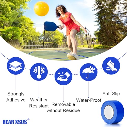 230 ft Pickleball Court Tape, 2 in Wide x 76.7 yd Long Court Marking Kit for A Complete Pickleball Court, Durable Floor Marking Tape for Outdoor and Indoor Use - style: Blue 2PC