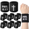 Misdary 6 Pair Cross Wristband Baseball Drip Football Accessory - color: Black