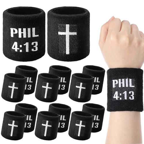 Misdary 6 Pair Cross Wristband Baseball Drip Football Accessory - color: Black