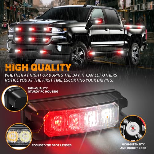 XRIDONSEN 8PCS Sync Grill Strobe Lights 32 LED Grille Lights - color: Red/White