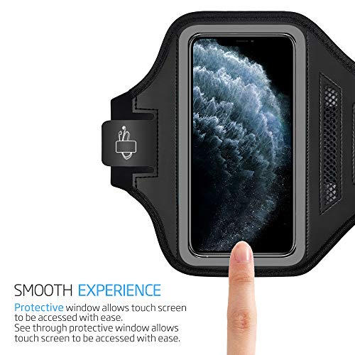 Cell Phone Armband Case for iPhone 16, 15, 14, 13 with Adjustable Band & Key Holder for Running, Exercise and Recreation (Black)