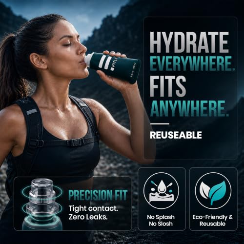 FITLY Soft Flask Running Water Bottle - Collapsible Hydration Flask - color: Forest Green, size: 8.5 Ounces