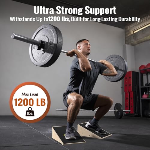 Sportneer Squat Wedge, 1200LB Wooden Heel Elevated Board for Squats - size: 20°