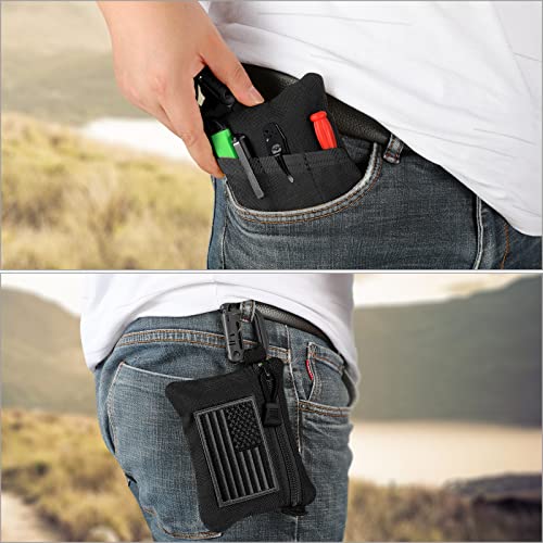 FRTKK 2 Pack Tactical Compact EDC Pouches Military Molle Utility Pouch Accessories Organizer Pouch Coin Purse Keychain Pocket Credit Card Holder Waist Pack - color: Black 3