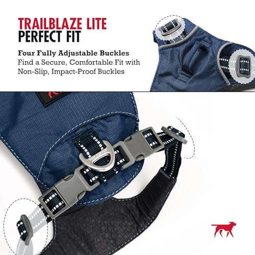 Tuff Pupper All-Day Wear Dog Harness | for Walking, Trail Running, Hiking | Front & Back Leash Clips | Reflective Trim | Easy On/Off Buckles | Lightweight Breathable | No Pull Design (XXXS, Blue) - color: Twilight Blue, size: XXX-Small