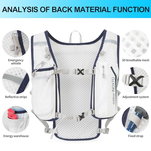 INOXTO Running Hydration Vest Backpack,Lightweight Insulated Pack with 1.5L Water Bladder Bag Daypack for Trail Hiking Running Cycling Race Marathon for Women Men - color: White