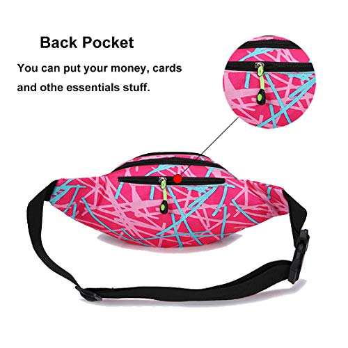 Ausion Fanny Pack Waist Bag for Men&Women Adjustable Belt Hip Bum Bag Fashion Water Resistant Hiking Waist Bag for Traveling Casual Running Hiking Cycling - color: Pink