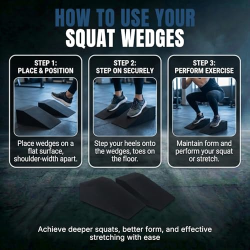 2 Pack Squat Wedge Block for Heel Elevated Squat Weightlifting Calf Stretcher Slant Board for Mobility Balance and Strength Performance