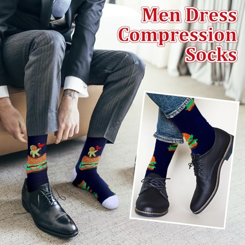 Shyyween 12 Pairs Men Knee High Compression Socks - size: Large, style: Colorful Food