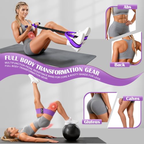KUTIZE Booty Bands & Pedal Exercise Bands Resistance Bands Set for Women - color: Purple
