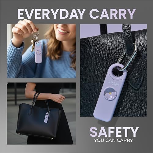 POM Pepper Spray & Personal Alarm Safety Kit – OC Self Defense Keychain Spray & Loud Emergency Alarm for Campus Safety, Women & Students - color: White X Lavender, style: Pocket Clip Model
