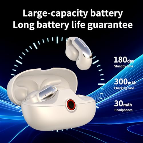 Open Wireless Bluetooth 5.4,Clip-On Bluetooth with Earhook, IPX5 Waterproof Safe for Sports Running Cycling (Beige)