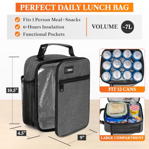 opux Insulated Lunch Box Kid & Adult, Leakproof Soft Cooler Bag, Charchoal - color: Charcoal
