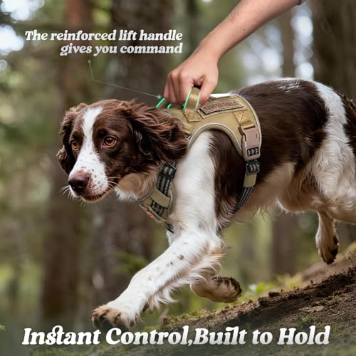 rabbitgoo Tactical Dog Harness for Small Dogs, No Pull Service Pet Vest - color: Brown, size: S(Chest:16.1"-31.5",Neck:15.4"-21.6",Back:7.1")