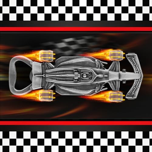 LKKCHER Race Car Bottle Opener with Spinning Wheels – Silver Racing Gifts for Men, Dad, Brother, Grandpa with Gift Bag – Perfect for Birthday, Father’s Day, Christmas, Pub Nights, Garage Parties - color: Silver Race Car