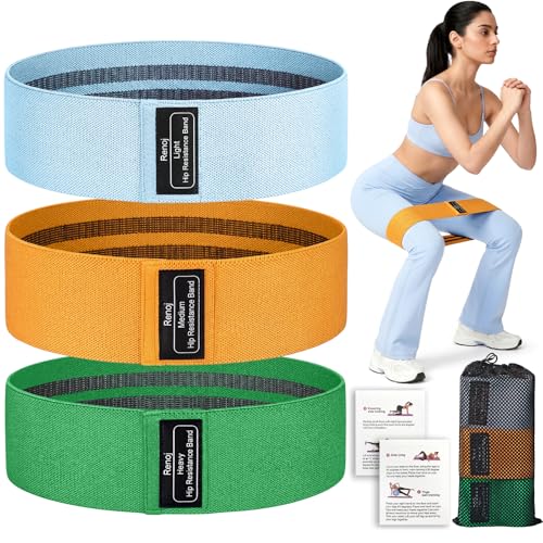 Fabric Resistance Bands for Working Out, 3-Set Exercise Loops for Home Gym - color: Green