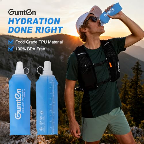 Soft Flask 480ml TPU BPA-Free Soft Water Bottle Leak-Proof Collapsiblefor Hydration Pack Running Vest Marathon Hiking Cycling (Green) - color: 480ml Green