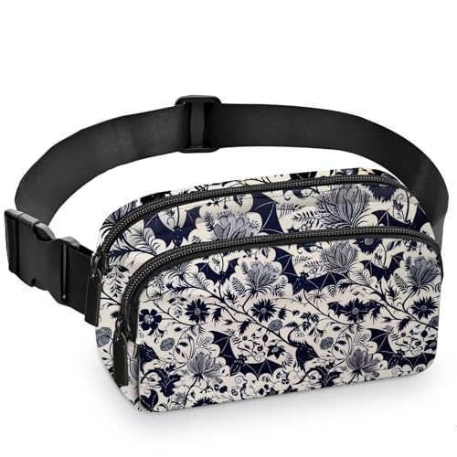 Bat Fanny Pack Women Fashion Belt Bag Waterproof Adjustable Strap Waist Pouch Casual Workout Travel Cycling Running - color: White