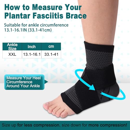 Consss Ankle Brace, Achilles & Plantar Fasciitis Relief Compression Sleeve, Foot Brace with Ankle Support Strap for Women and Men, Heel Protector Wrap for Pain, Tendonitis & Sprain XXL - size: One Size