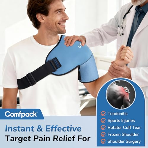 Comfpack Large Shoulder Ice Pack Wrap&Brace for Rotator Cuff Cold Therapy