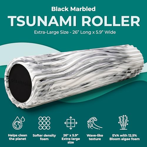 Oceanfoam Tsunami Roller - XLarge Soft Density Foam Roller (Black Marbled) - color: Black Marbled