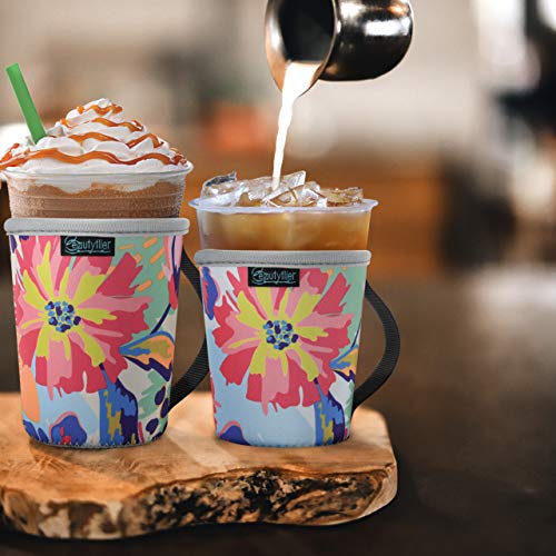 Reusable Insulated Neoprene Iced Coffee Sleeve, Hot & Cold Drink Cooler Cover for 16-32oz Cups, Compatible with Starbucks/Dunkin/McDonalds, Durable Beverage Holder for Cold Soda, Multi-Pattern Options - color: Pattern1