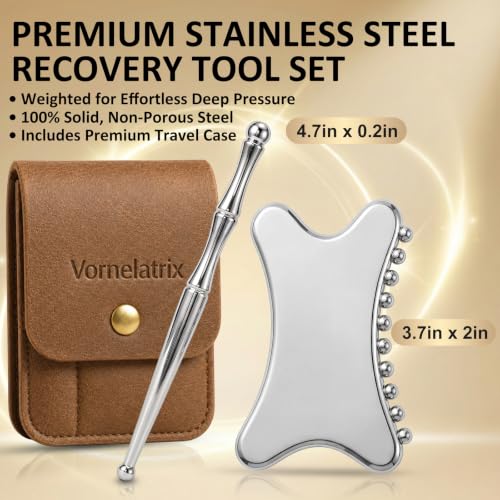 Stainless Steel Gua Sha & Muscle Scraper Tool Set – 2-in-1 Manual Deep Tissue Body Massager with Acupressure Pen – Ergonomic Handheld Tool for Myofascial Release, Trigger Points & Mobility - style: JK2D