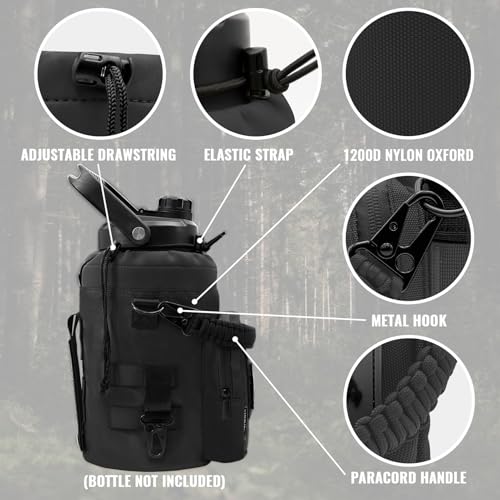 NATURE PIONEOR 32 64 128oz Tactical Water Bottle Pouch, MOLLE Bottle Holder - color: Black, size: 128OZ/YT Half Gallon