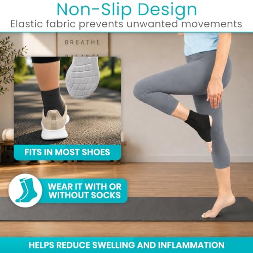 Vive Ankle Wrap (2 Pack) - Strap Heel Brace Stabilizer for Sprained Foot - color: Black