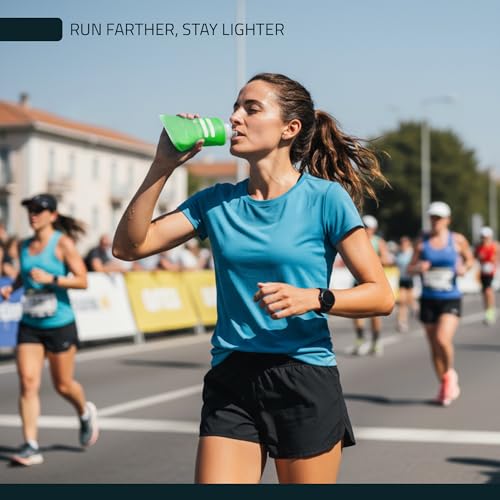 FITLY Soft Flask Running Water Bottle - Collapsible Hydration Flask - color: Green, size: 8.5 Ounces