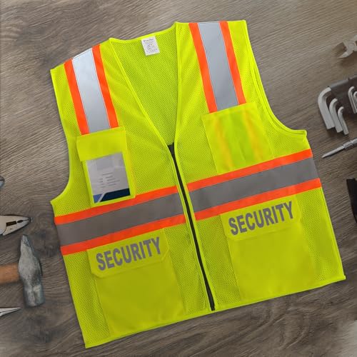 Security Vest for Men, Hi Vis Mesh Safety Vest, Yellow, 4XL - color: Yellow-security, size: 4X-Large