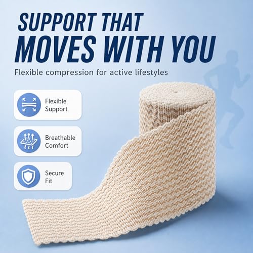 4" Elastic Bandage Wrap with Self-Closure, 2-Pack – 15 ft Stretched – Latex-Free, Reusable, Washable – Compression Support for Sprains, Injuries, Swelling, Sports Recovery - size: 4"