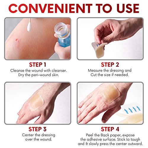 Healqu Hydrocolloid Wound Dressing - 2x2" Thin - Box of 20 Large Bandages - Sterilized Bordered Hydrocolloid Patches for Bed Sores, Abrasions, and More - Waterproof and Absorbent with Protective - size: 2x2" Thin - Box of 20