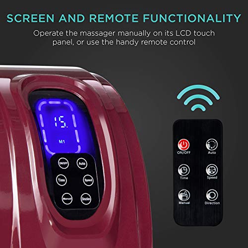Best Choice Products Shiatsu Foot Massager for Pain Relief, Plantar Fasciitis, Neuropathy, Blood Circulation, Remote Control w/Compact Design - Burgundy - color: Burgundy
