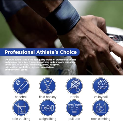 OK TAPE 4 Rolls Athletic Tape, Sports Tape, Very Strong, Easy Tear - color: Blue-4 Rolls, size: 15 yards