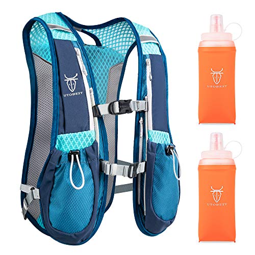 UTOBEST Running Vest Lightweight Hydration Vest Pack 5L UTR104 - color: Blue Vest 5L with 2 x Soft Flask