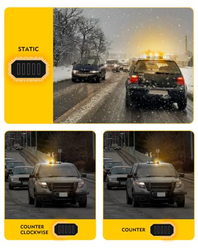 LUMENIX 42 LED Roof Top Strobe Beacon Light Bar Hazard Warning Emergency Flashing Plow Lights with Controller for Construction Vehicles Tow Trucks Postal Cars Snowplow Amber White (Patent Design) - color: White Amber